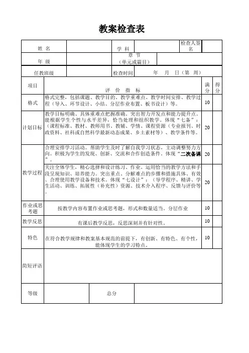 教案检查表