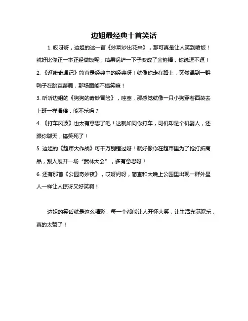 边姐最经典十首笑话