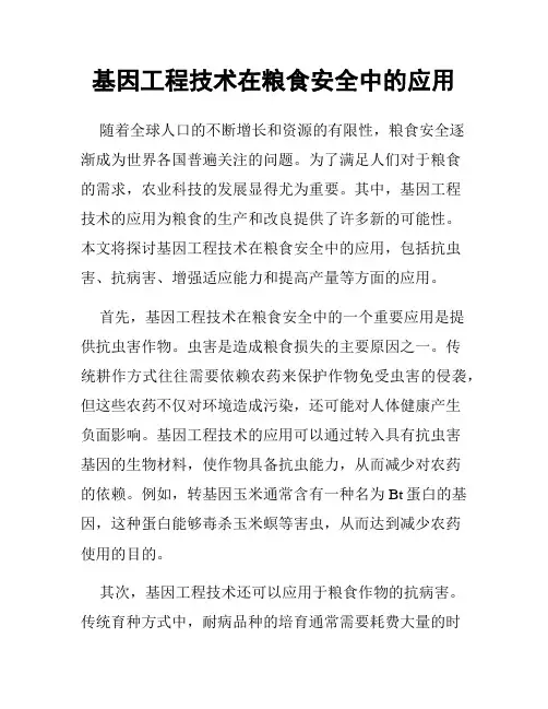 基因工程技术在粮食安全中的应用
