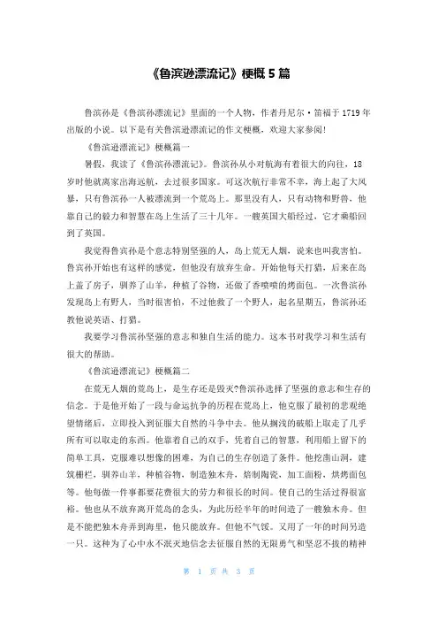 《鲁滨逊漂流记》梗概5篇