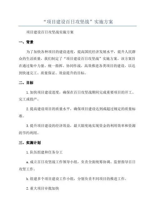 “项目建设百日攻坚战”实施方案