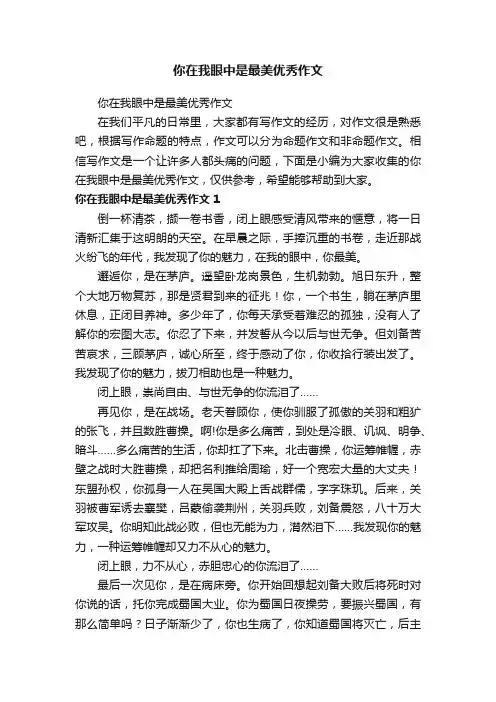 你在我眼中是最美优秀作文