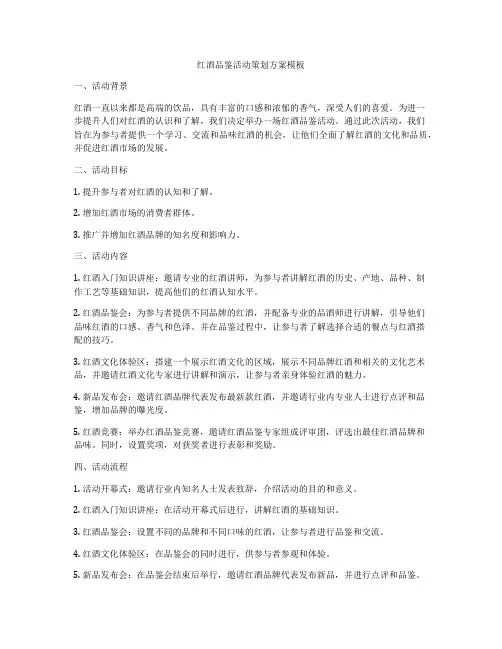 红酒品鉴活动策划方案模板