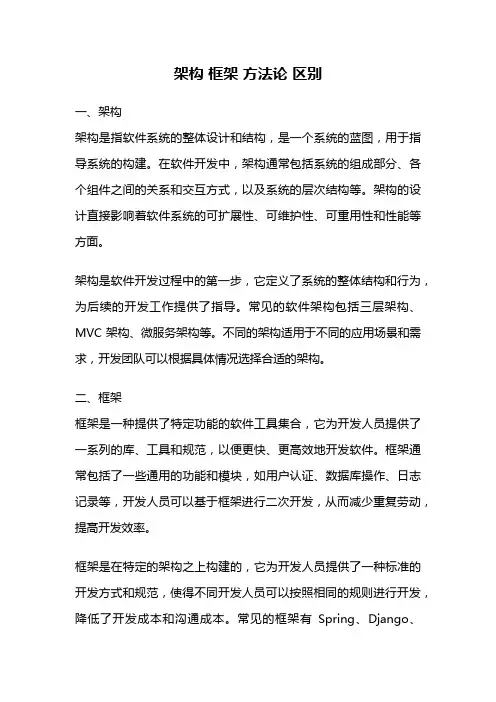 架构 框架 方法论 区别