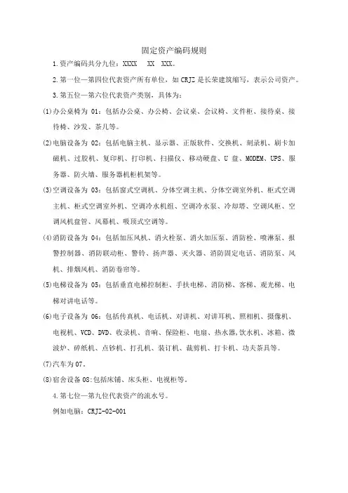 固定资产编码规则