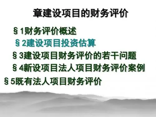 某建设项目的财务评价讲义(PPT 95张)