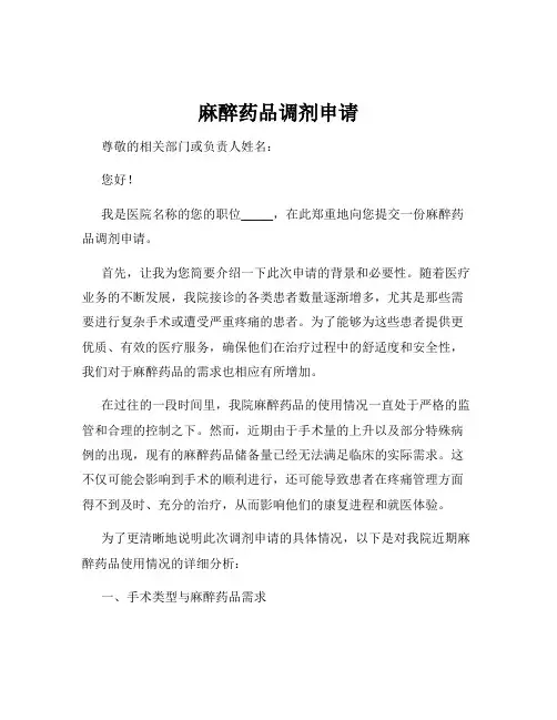 麻醉药品调剂申请