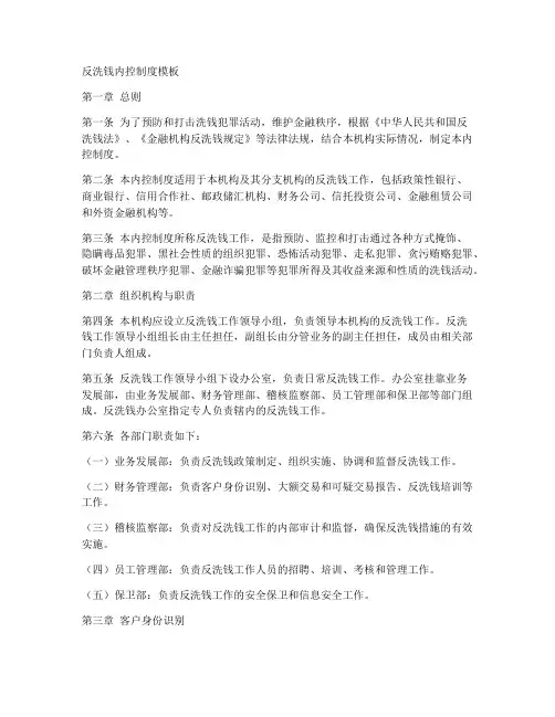 反洗钱内控制度模板