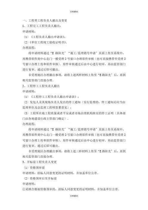 项目负责人撤出及变更办理流程