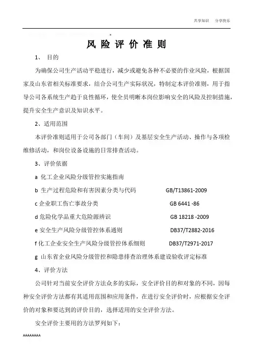 公司风险评价准则