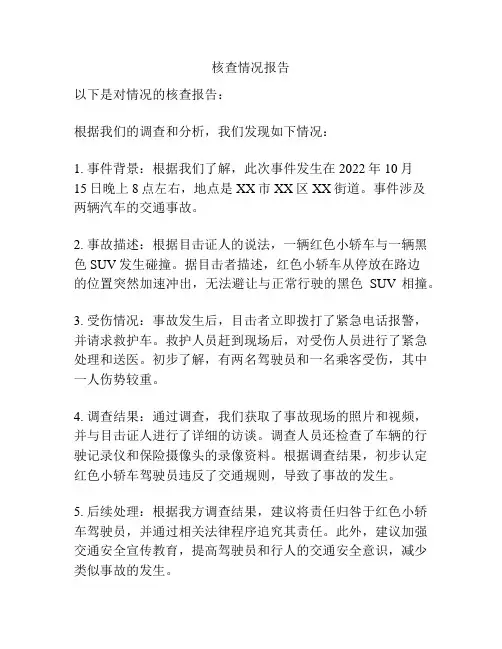 核查情况报告