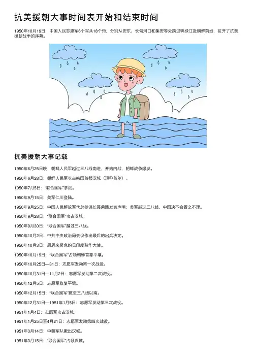 抗美援朝大事时间表开始和结束时间