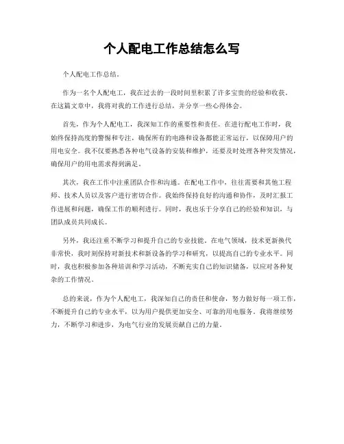 个人配电工作总结怎么写