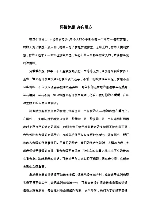 怀揣梦想 奔向远方_散文