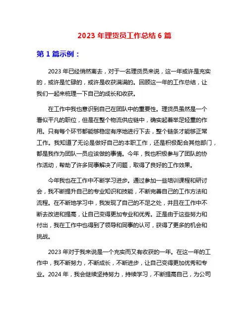 2023年理货员工作总结6篇