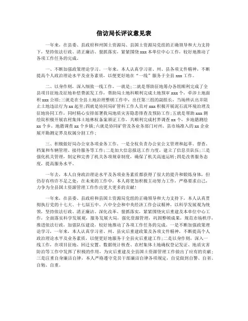 信访局长评议意见表