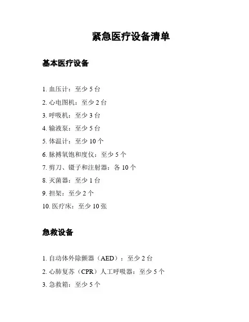 紧急医疗设备清单