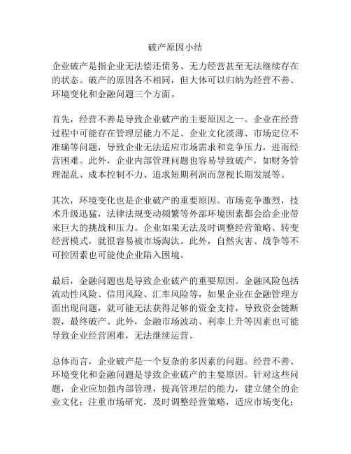 破产原因小结
