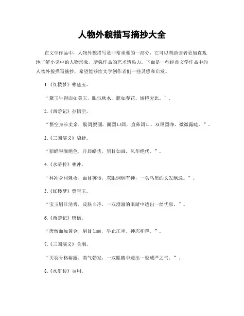 人物外貌描写摘抄大全