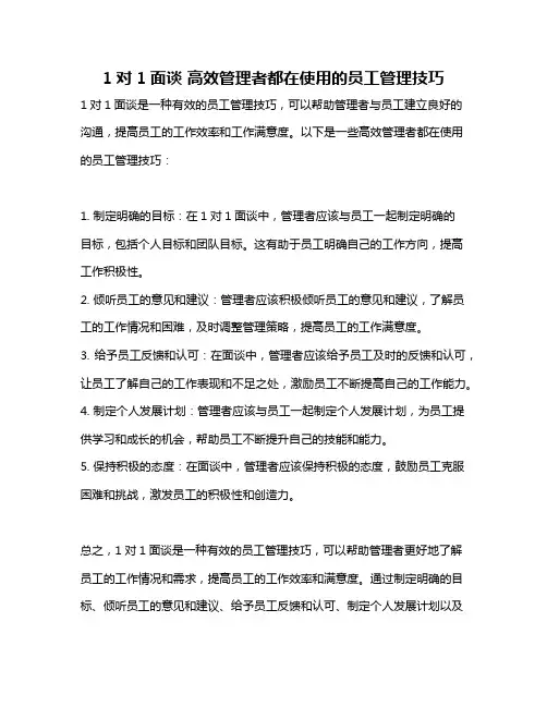 1对1面谈 高效管理者都在使用的员工管理技巧