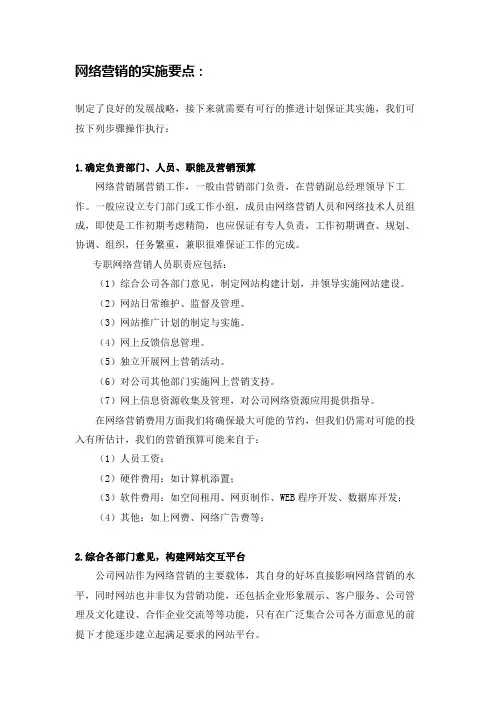 网络营销的实施要点