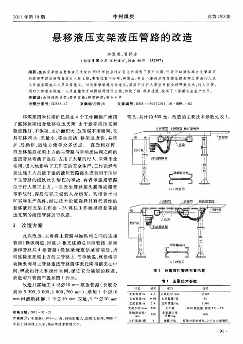 悬移液压支架液压管路的改造