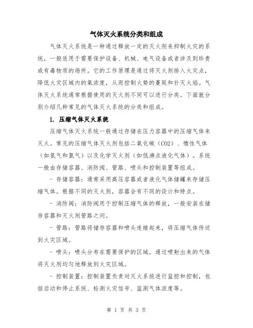 气体灭火系统分类和组成
