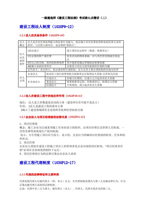 一级建造师《建设工程法规》考试核心点精讲(二)