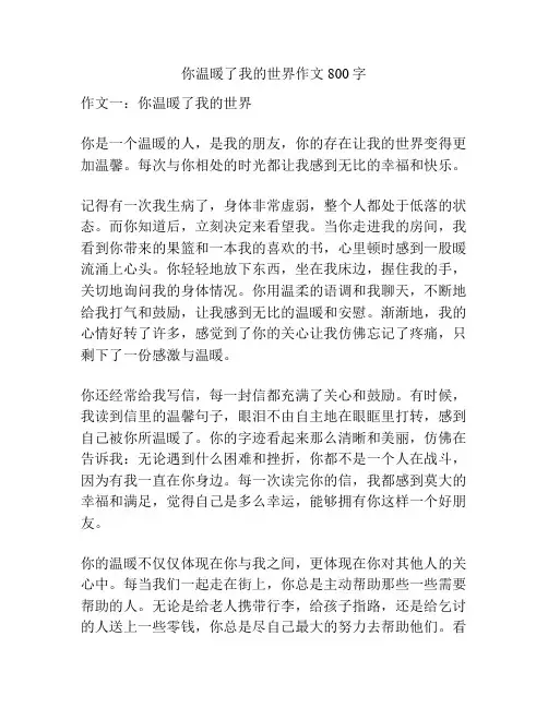 你温暖了我的世界作文800字