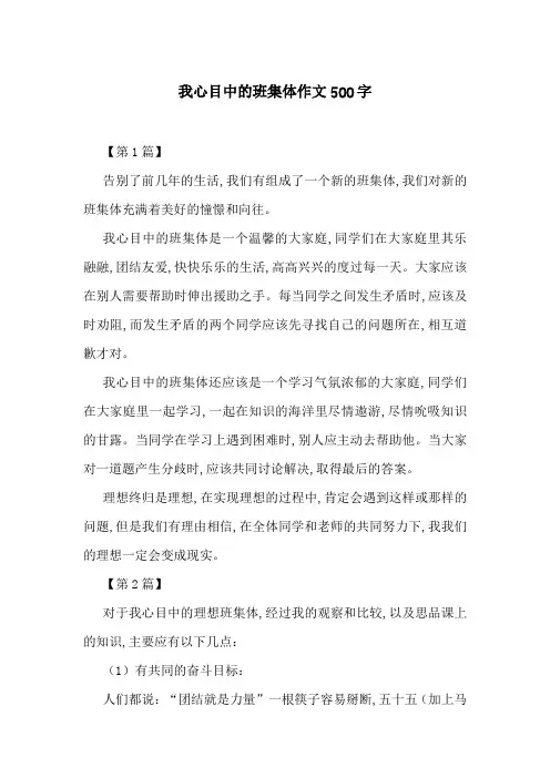 我心目中的班集体作文500字