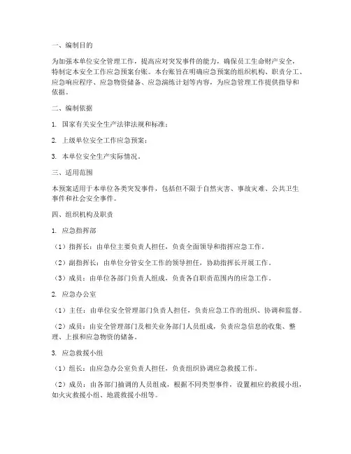 安全工作应急预案台账