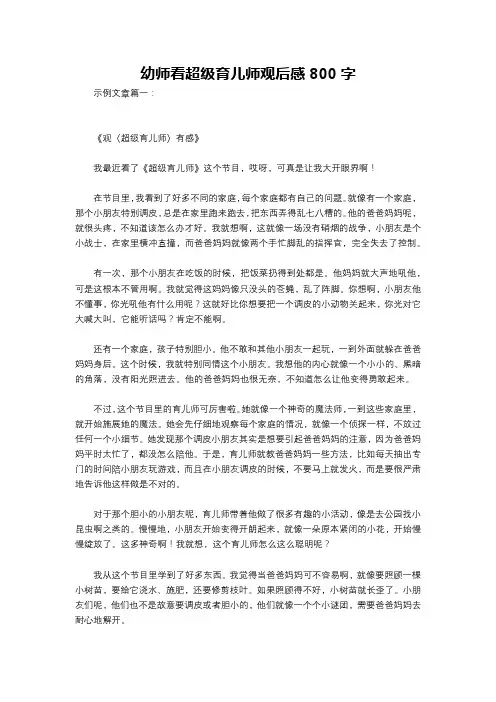 幼师看超级育儿师观后感800字