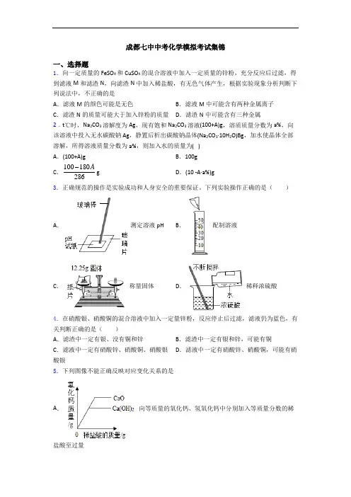 成都七中中考化学模拟考试集锦