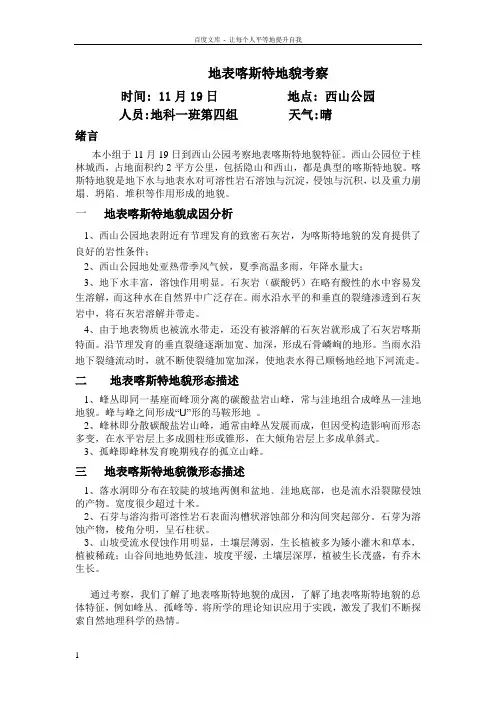 地表喀斯特地貌考察