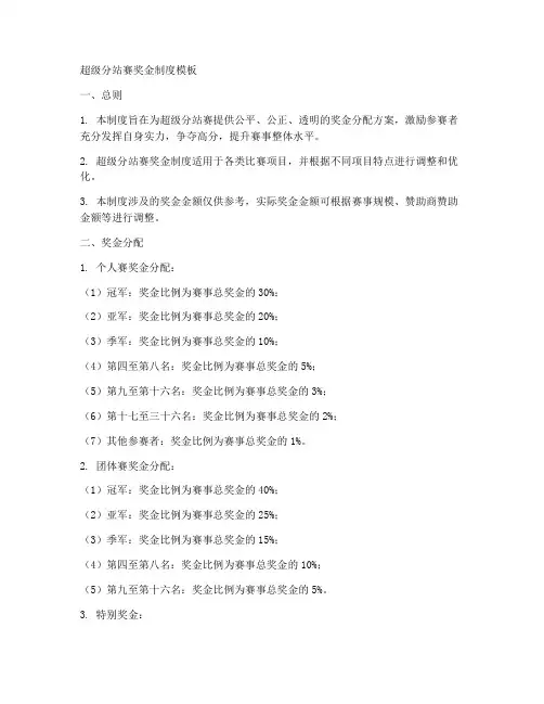 超级分站赛奖金制度模板