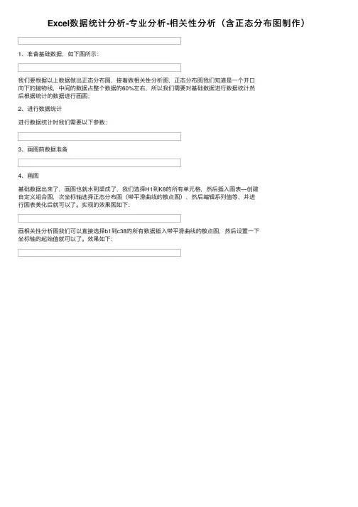 Excel数据统计分析-专业分析-相关性分析（含正态分布图制作）