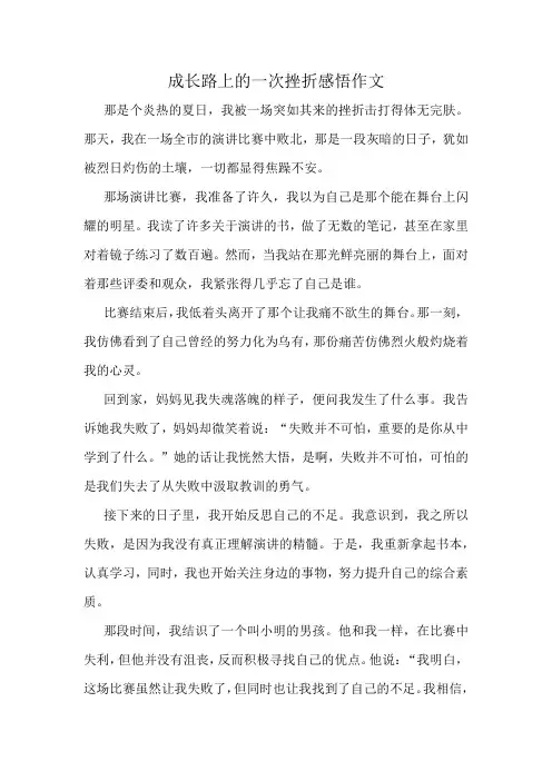 成长路上的一次挫折感悟作文精选10篇