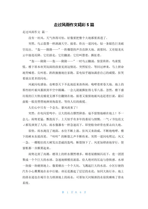 走过风雨作文精彩5篇