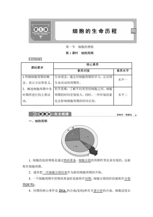 2020-2021学年 北师大版 必修一 细胞周期 学案 (1)