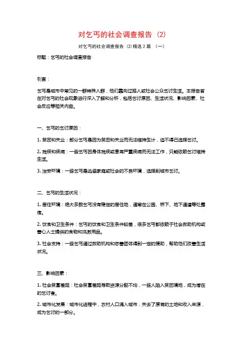 对乞丐的社会调查报告2篇