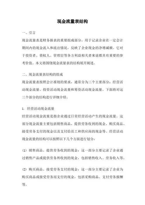 现金流量表结构