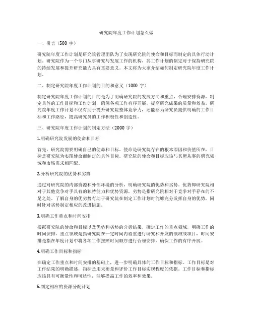 研究院年度工作计划怎么做