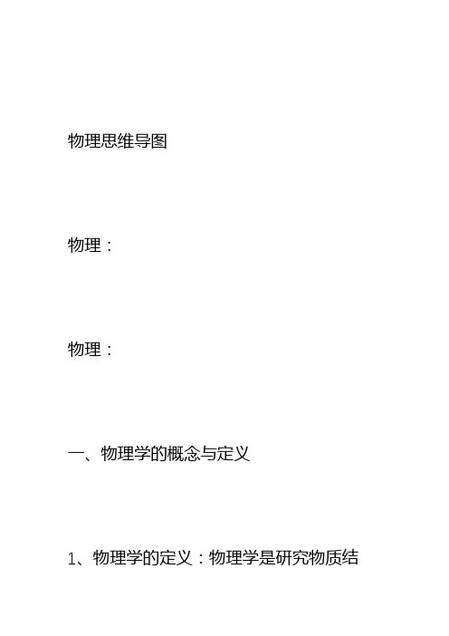沪科版八年级物理全册知识思维导图