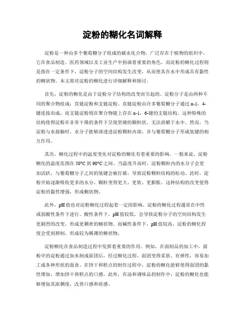淀粉的糊化名词解释