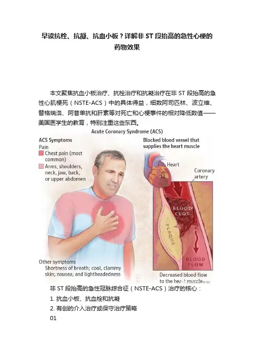 早读抗栓、抗凝、抗血小板？详解非ST段抬高的急性心梗的药物效果