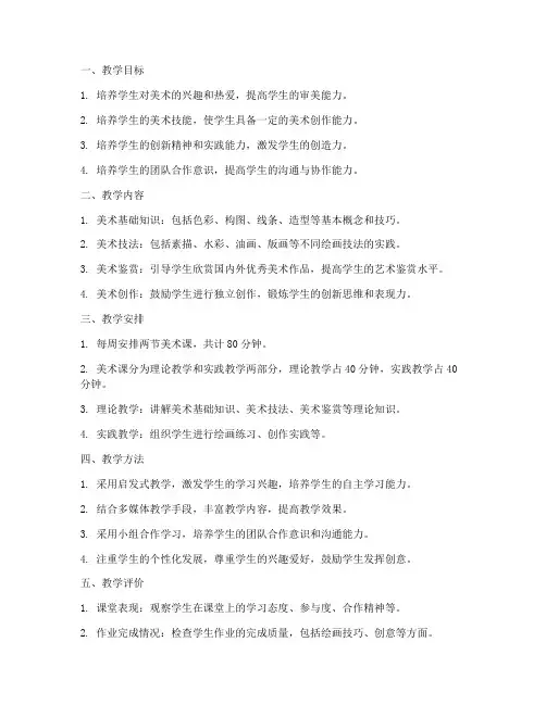 高中特长美术教学工作计划