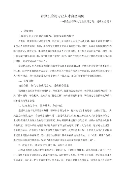 计算机应用专业人才典型案例