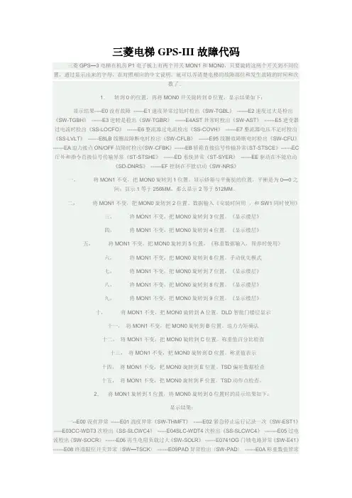 三菱电梯GPS-3故障