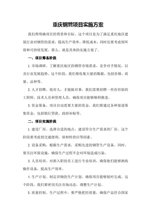 重庆钢管项目实施方案