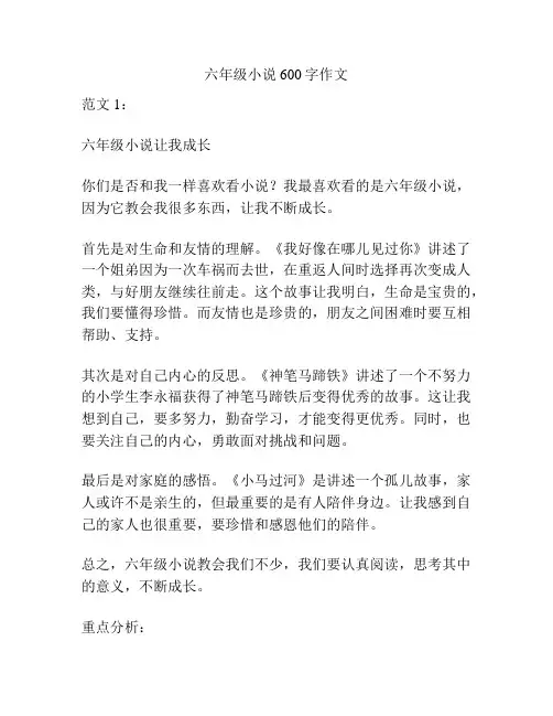 六年级小说600字作文